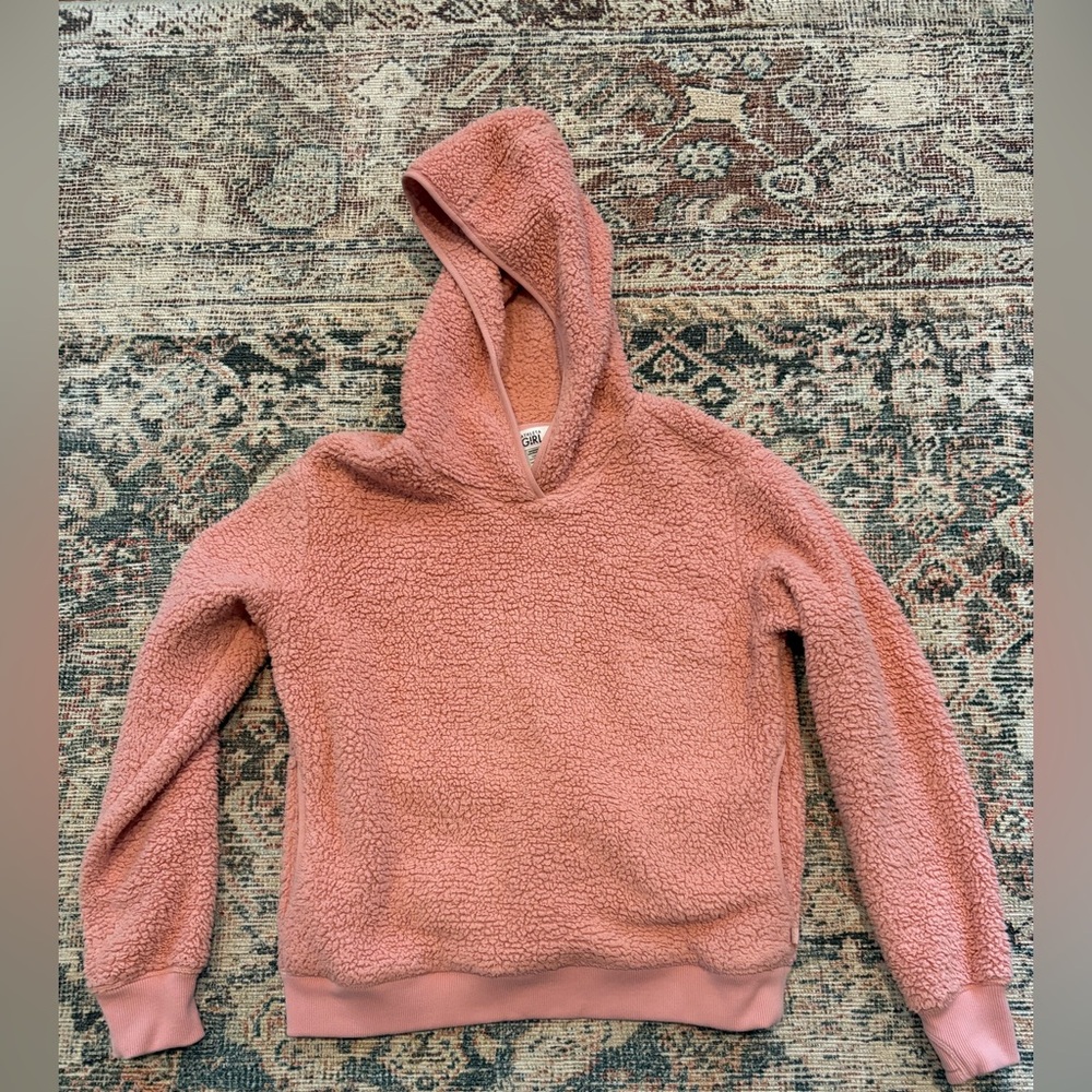 Athleta girl pink Sherpa hoodie, girls Large